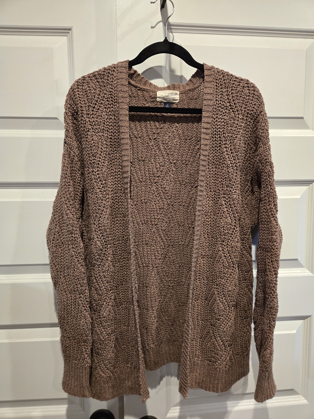 Open-Front Chunky Knit Cardigan - Taupe